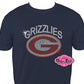 grizzlies g logo grassfield mascot spirit_wear rhinestones sparkle bling