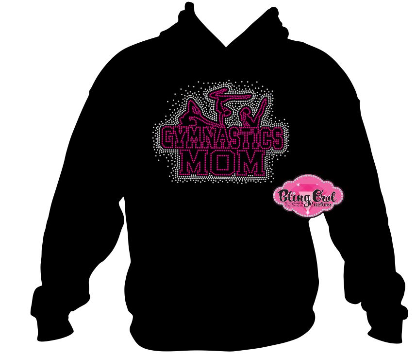 gymnastics_mom design sweatshirt glam_vibes_outfit rhinestones sparkle bling
