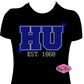 HU Initials Block Scoop Neck Womens Fitted