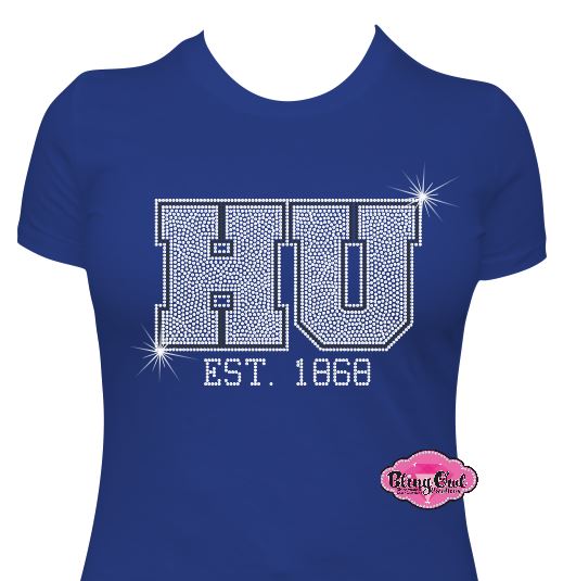 HU Initials Block Scoop Neck Womens Fitted