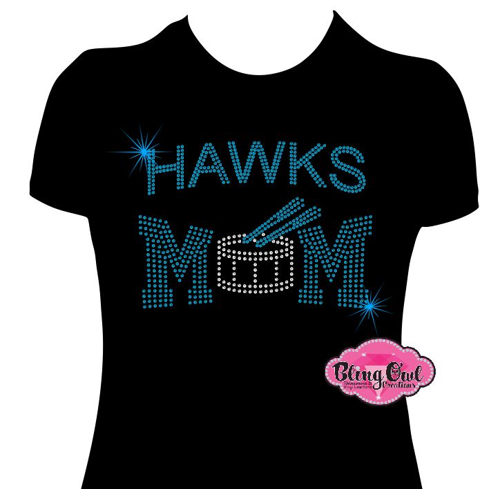 drumline mom hawks school spirit wear band mom hickory hawks sparkle bling rhinestones music arts