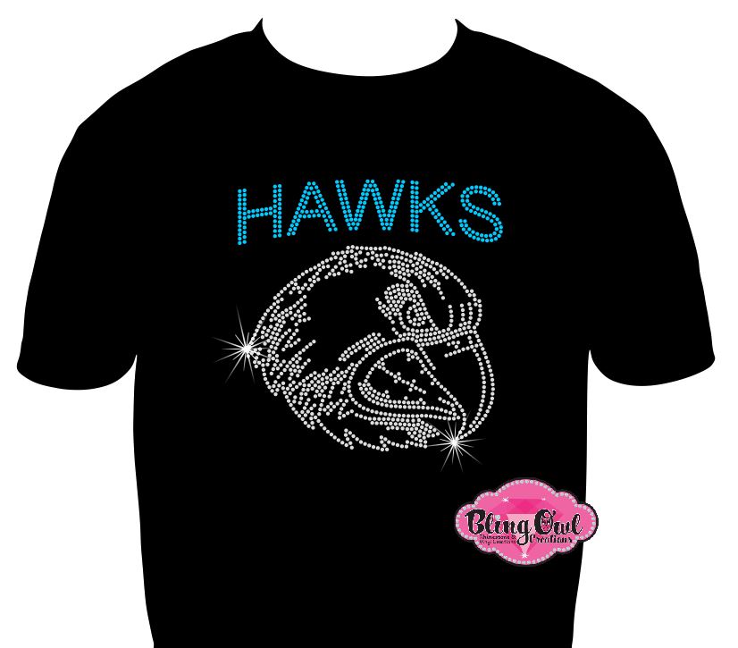 hickory hawks mascot spirit_wear rhinestones sparkle bling