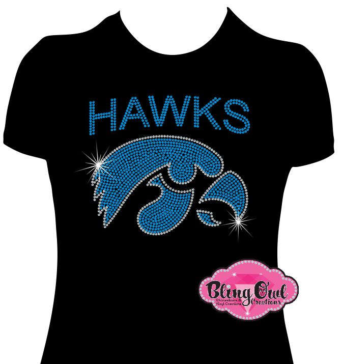 hawks head mascot spirit_wear long sleeves rhinestones sparkle bling