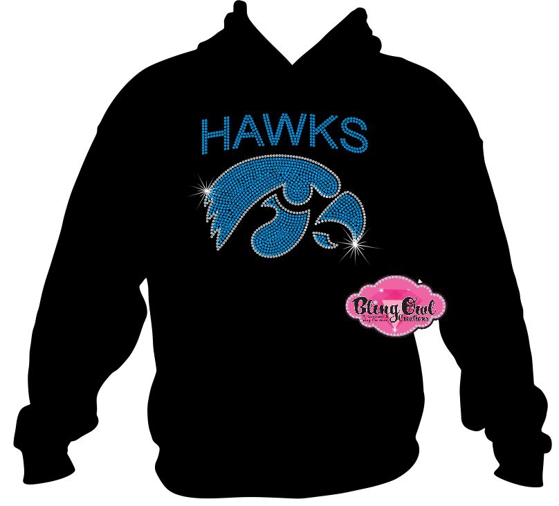 hawks head mascot spirit_wear long sleeves rhinestones sparkle bling