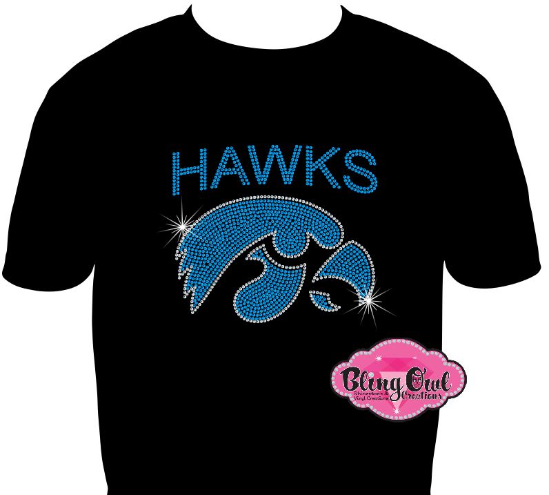 hawks head mascot spirit_wear long sleeves rhinestones sparkle bling