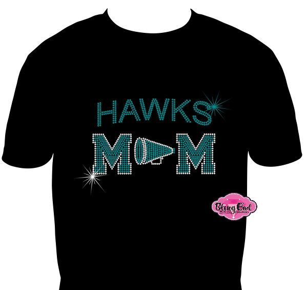Hawks with Cheer Mom megaphone 1 Unisex Tshirt