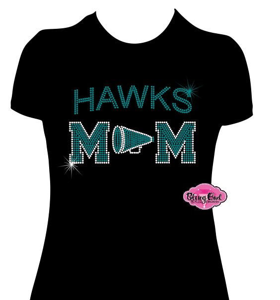 Hawks with Cheer Mom megaphone 1 Womens Fitted Tshirt