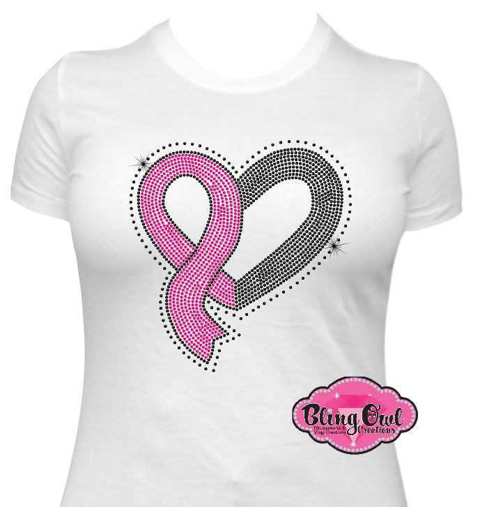 Heart Cancer Ribbon (Rhinestone Design)