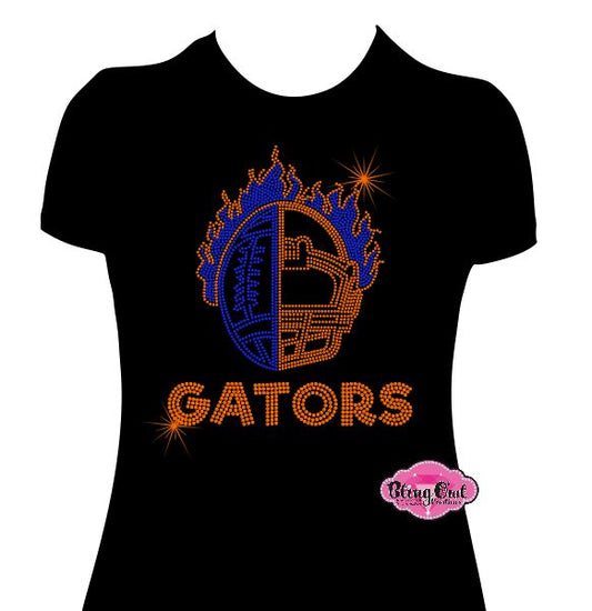Gators Football Helmet with Fire Womens Fitted Tshirt