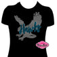 hickory hawks mascot school_spirit_wear fitted shirt school_spirit_colors personalized custom_rhinestones sparkle bling
