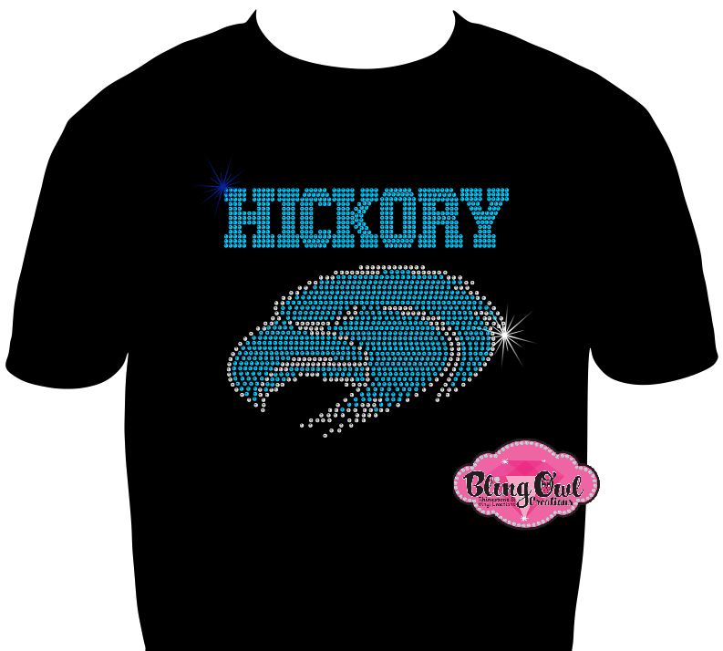 hickory hawks mascot school_spirit_wear tshirt school_spirit_colors personalized custom_rhinestones sparkle bling