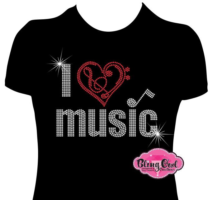i heart music singing mom music notes marching band school spirit wear rhinestone bling sparkle bedazzled