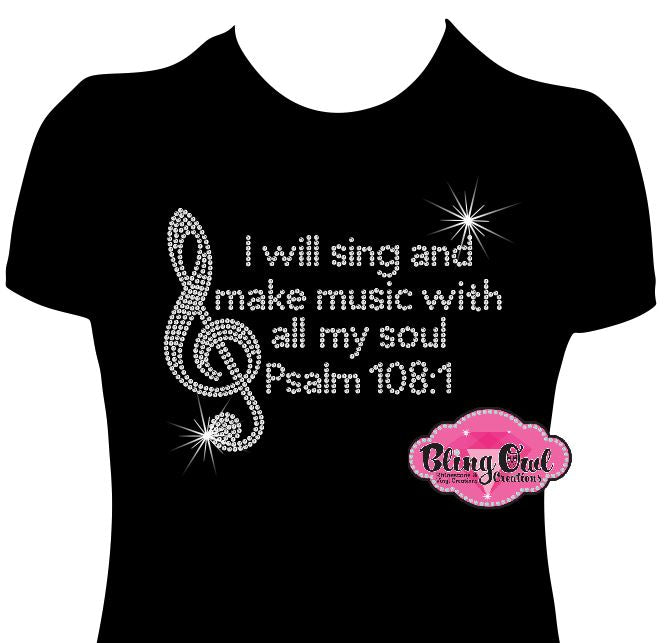 singing for the soul music notes chorus rhinestone bling sparkle bedazzled