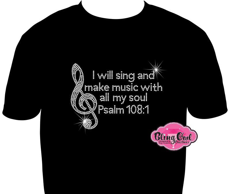 singing for the soul music notes chorus rhinestone bling sparkle bedazzled