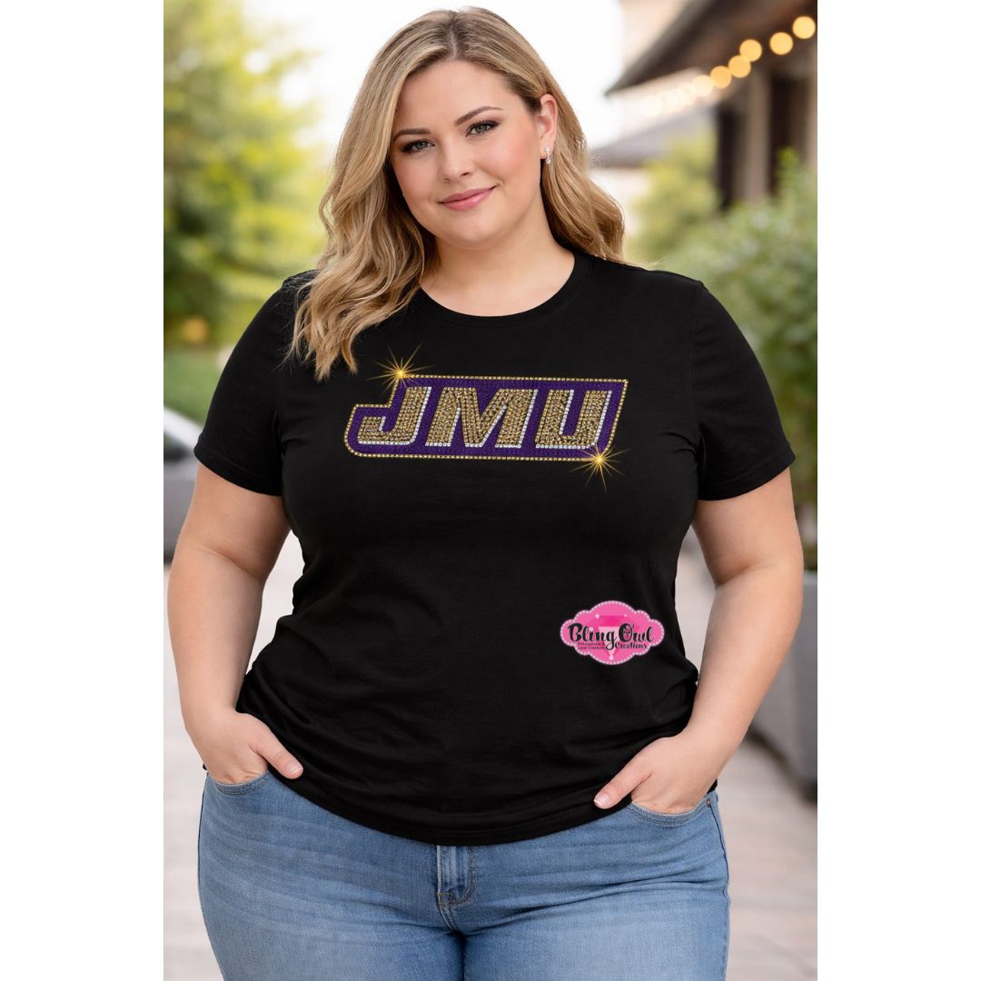 JMU Logo Filled Womens Fitted Scoop Neck