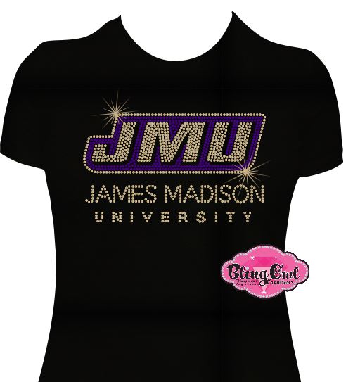JMU Logo with words Womens Fitted Scoop Neck