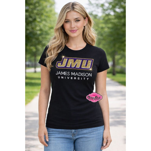 JMU Logo with words Womens Fitted Scoop Neck