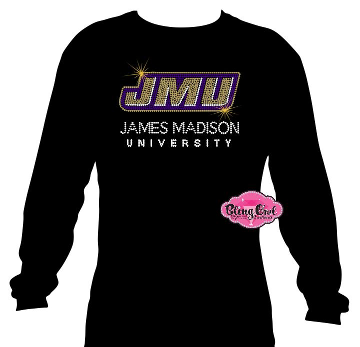 James Madison University words logo (Rhinestone Design)