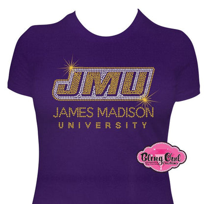 JMU Logo with words Womens Fitted Scoop Neck