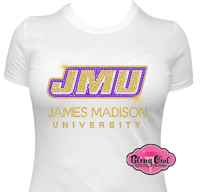 James Madison University words logo (Rhinestone Design)