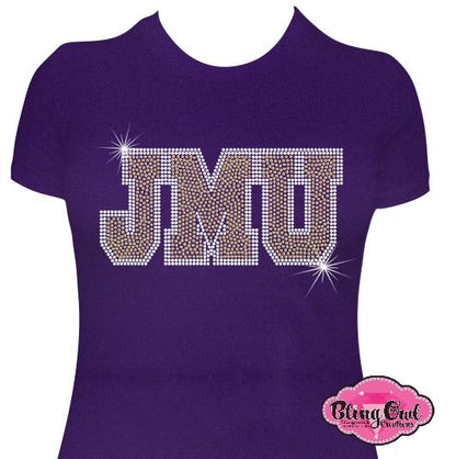 JMU Block Logo Womens Fitted Scoop Neck