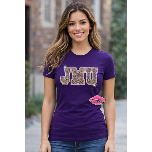 JMU Block Logo Womens Fitted Scoop Neck
