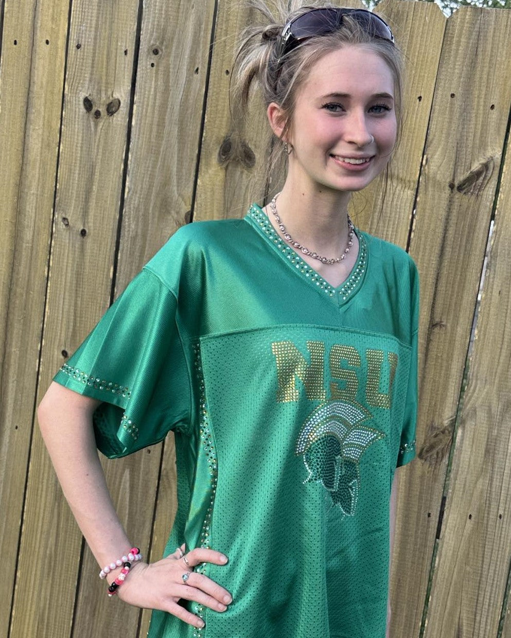 Norfolk State Spartans Bling Jersey – Handmade Rhinestone NSU Game Day