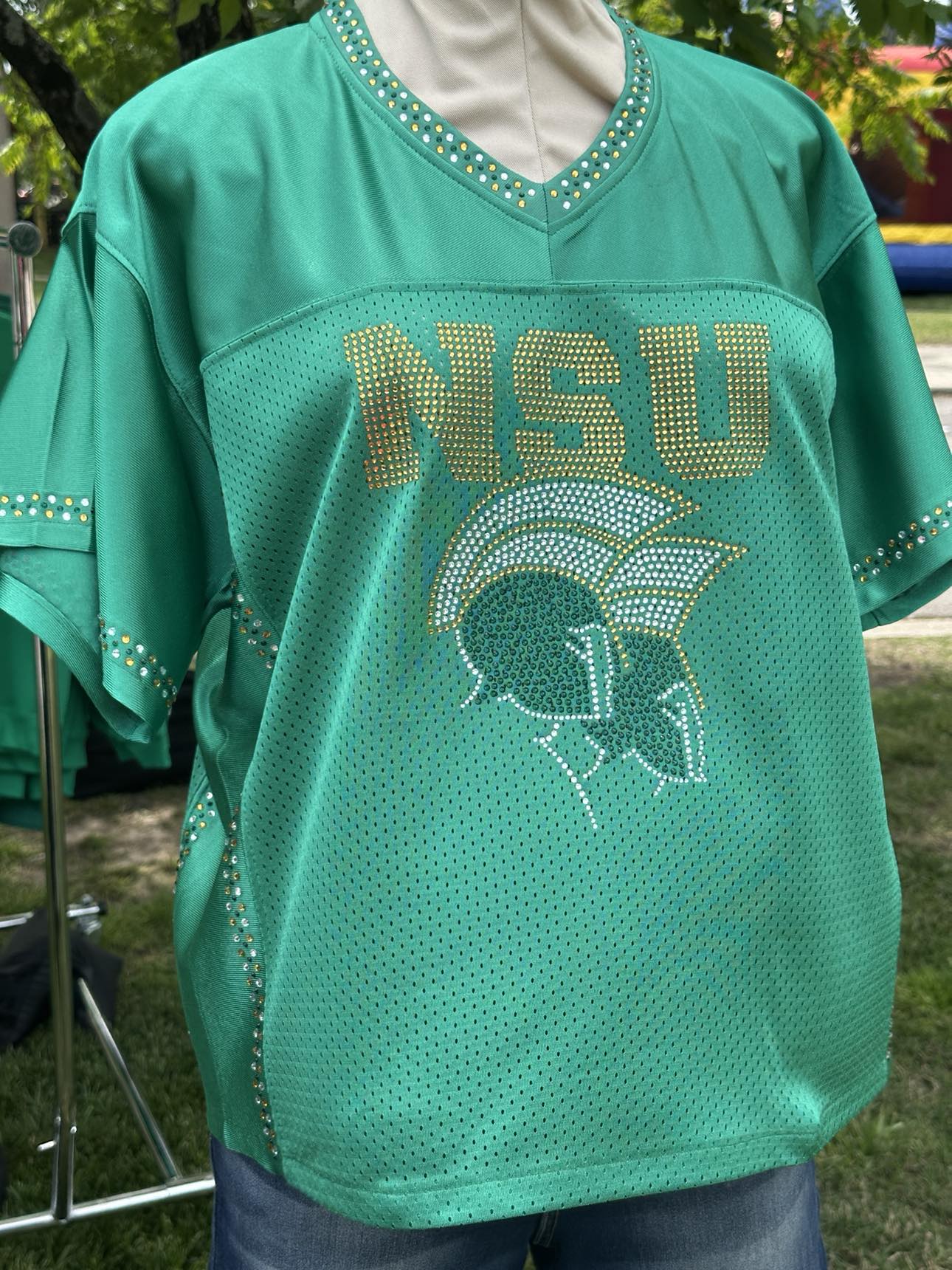 Norfolk State Spartans Bling Jersey – Handmade Rhinestone NSU Game Day
