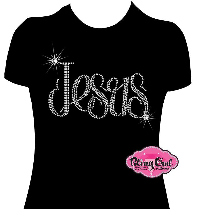 Jesus faith fitted shirt christian clothing tshirt faith based rhinestones sparkle bling