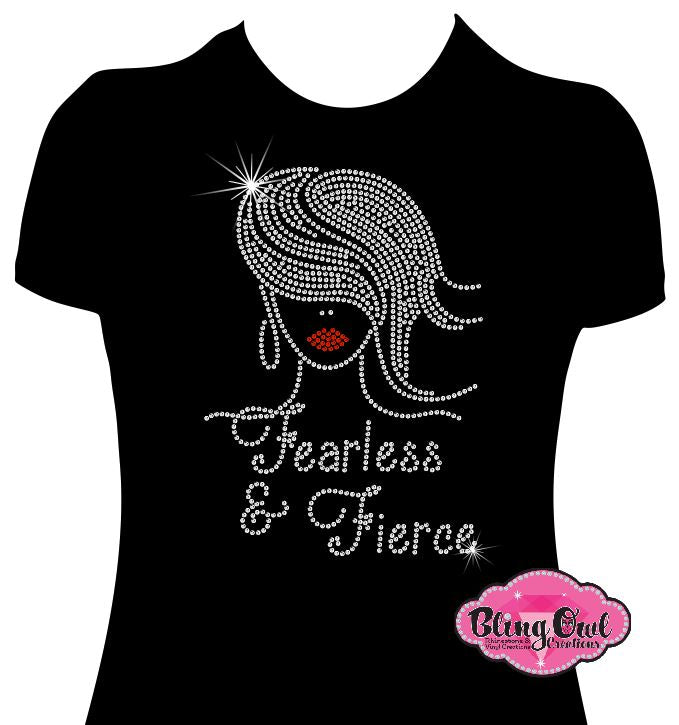 lady swoosh hair fearless fierce shirt black women afro hair cultural african american rhinestones sparkle bling