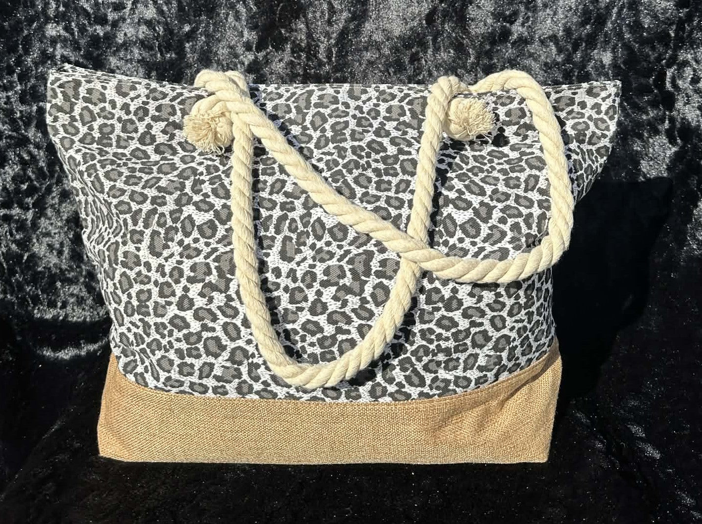 Leopard Canvas Burlap Large Tote