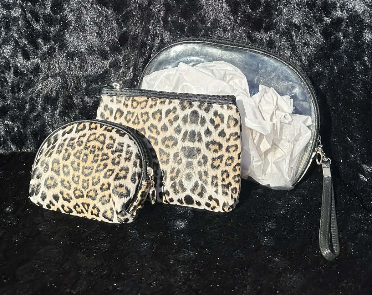 Leopard Make up Bag Set 3 piece