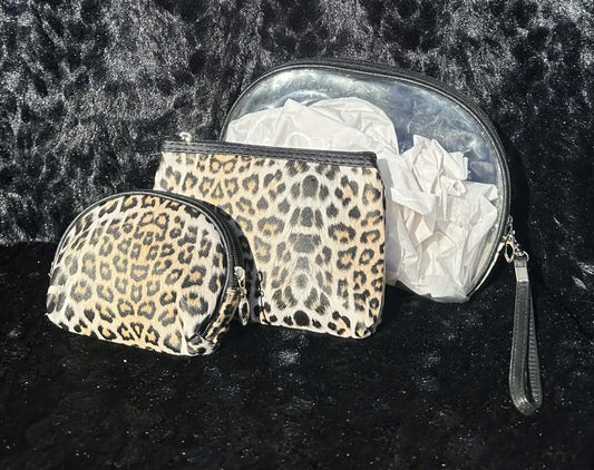 Leopard Make up Bag Set 3 piece