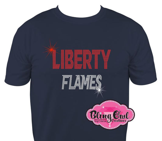 Liberty Flames Logo (Rhinestone Design)