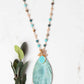 Teal Feather Vegan Leather Necklace