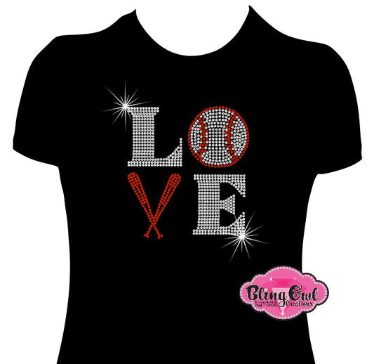 love baseball bat baseball_mom_ shirt rhinestones sparkle bling