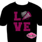 love_cheer megaphone shirt game_day tshirt rhinestones sparkle bling