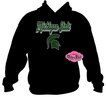 MSU Michigan State Cursive with Helmet