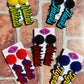 Sports Mom acrylic earrings pom pom toppers mascot school spirit wear