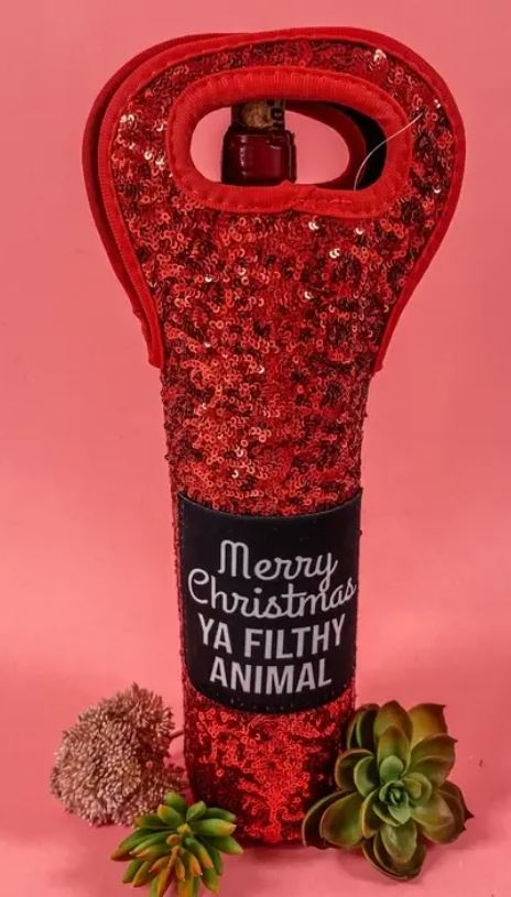 Red Sequin Wine Bottle Holder