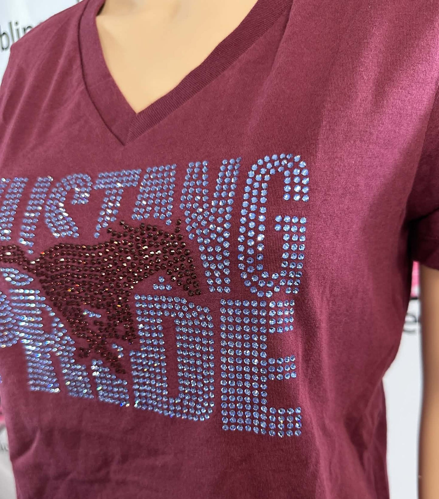 Mustang Pride Women's Fitted Vneck Tshirt (Sample)
