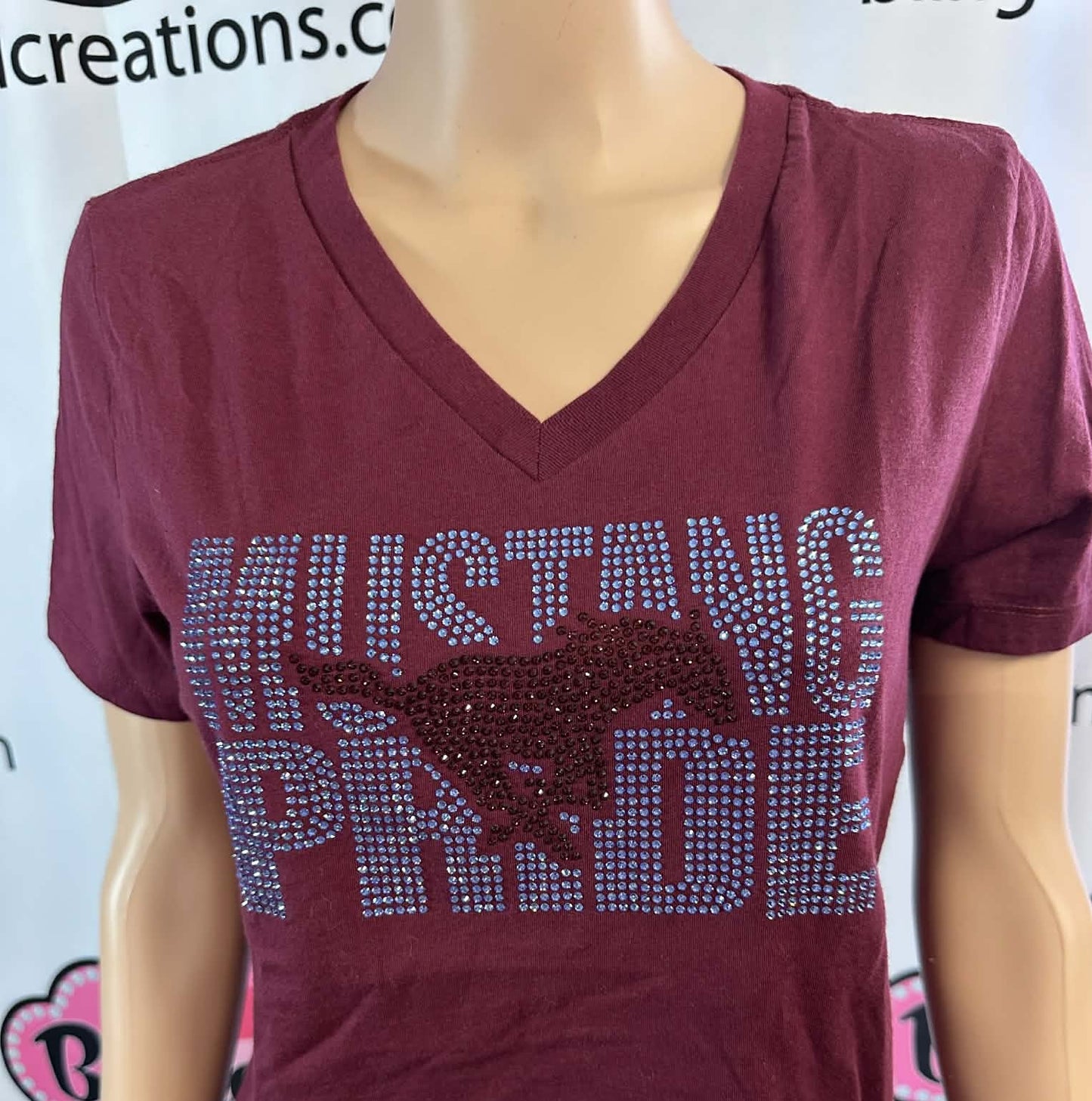 Mustang Pride Women's Fitted Vneck Tshirt (Sample)