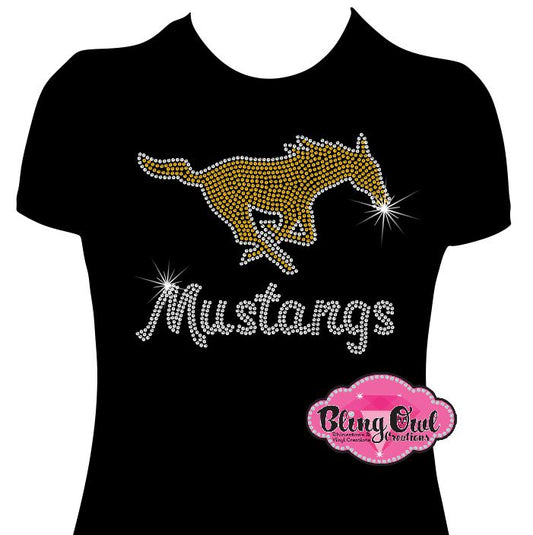 mustangs mascot spirit_wear long sleeves rhinestones sparkle bling