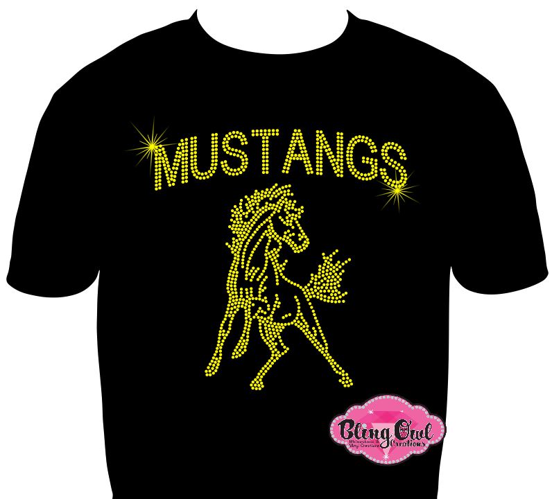 mustangs mascot spirit_wear long sleeves rhinestones sparkle bling