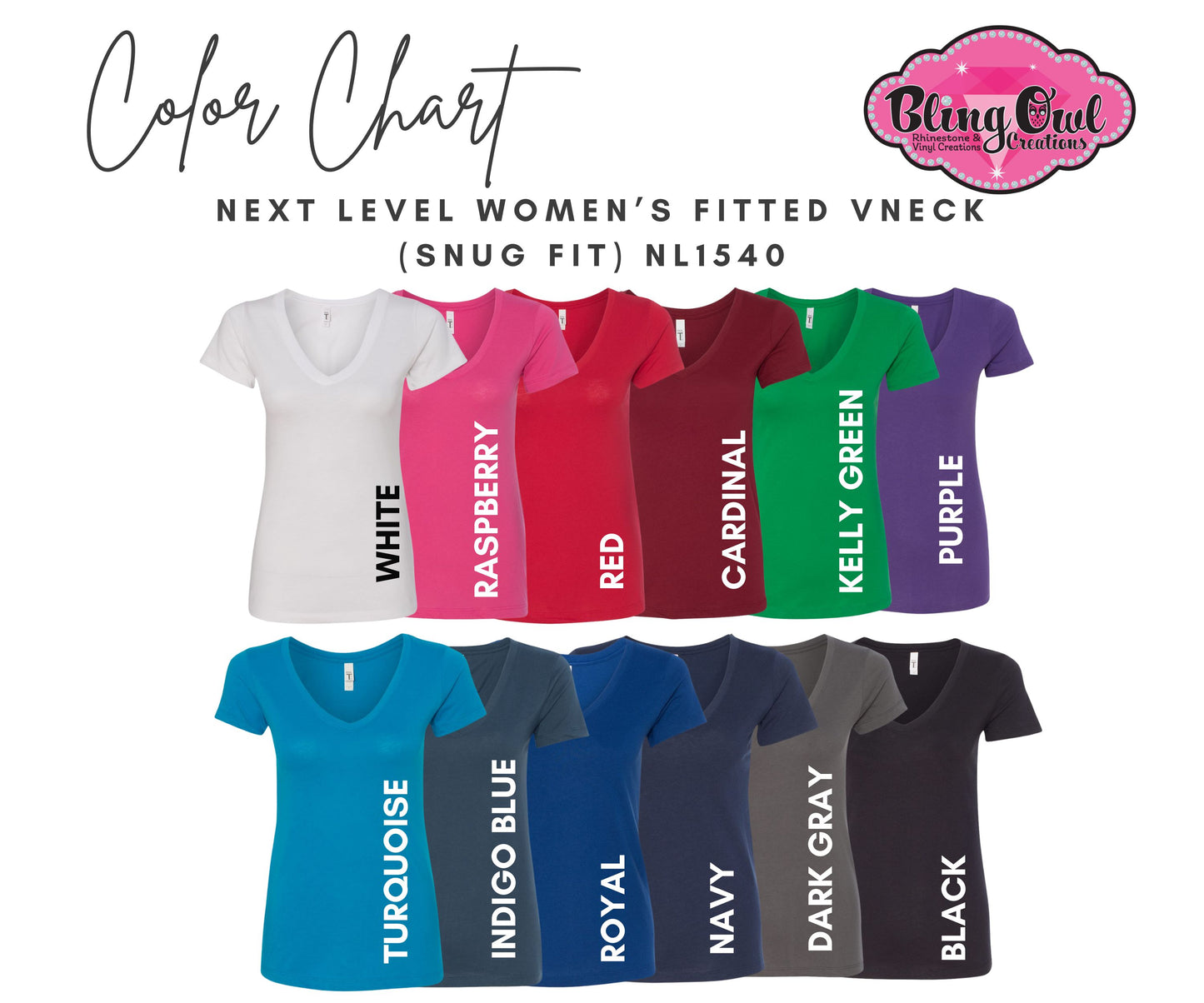 Next Level Women's Fitted Vneck (Snug fit) Colors