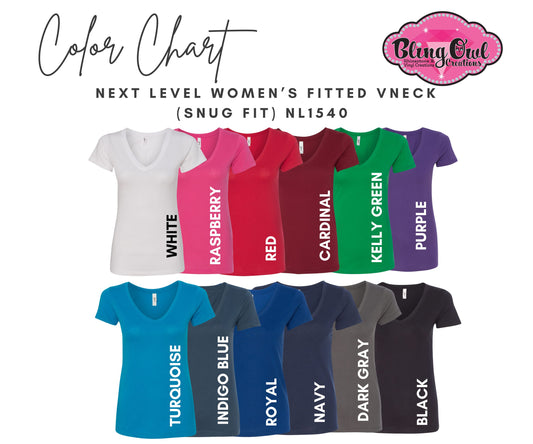 Next Level Women's Fitted Vneck (Snug fit) Colors (No product/not for sale)