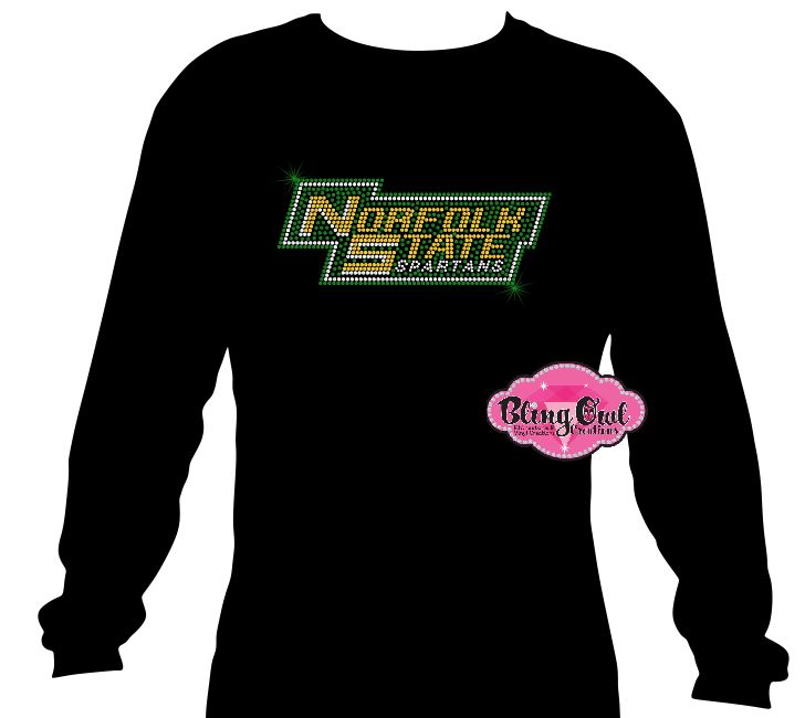 NSU Norfolk State Block Logo (Rhinestone Design)