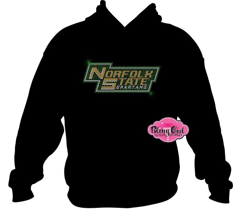 NSU Norfolk State Block Logo (Rhinestone Design)