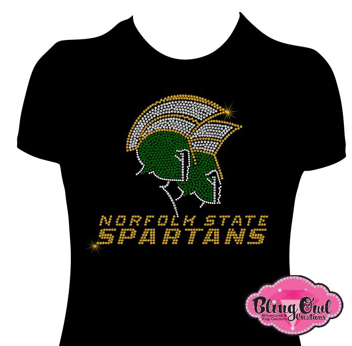 NSU Spartans Scoop Neck Bling large logo Fitted T-Shirt