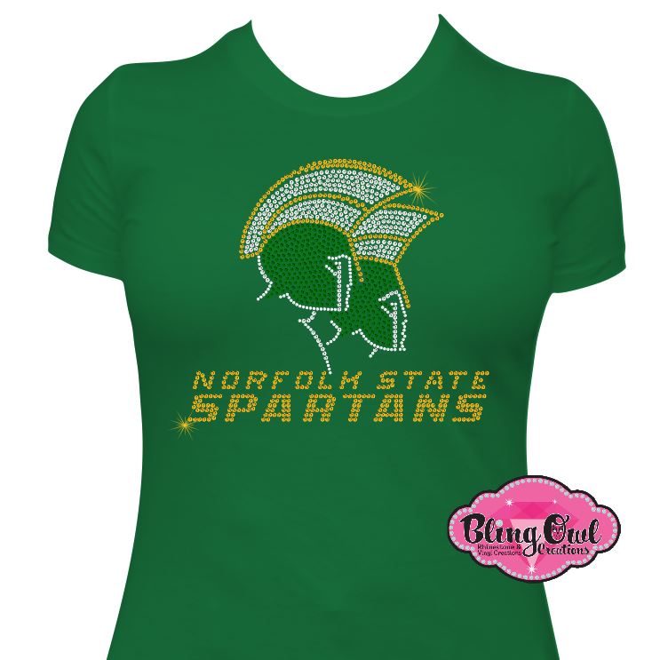 NSU Spartans Scoop Neck Bling large logo Fitted T-Shirt
